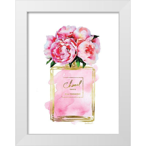 Perfume Bottle Bouquet V White Modern Wood Framed Art Print by Greenwood, Amanda