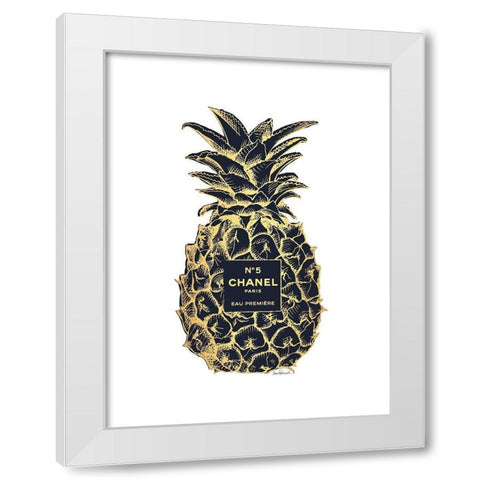 Black Gold Pineapple White Modern Wood Framed Art Print by Greenwood, Amanda