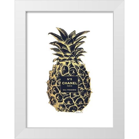 Black Gold Pineapple White Modern Wood Framed Art Print by Greenwood, Amanda