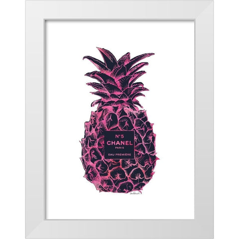 Black Pink Pineapple White Modern Wood Framed Art Print by Greenwood, Amanda