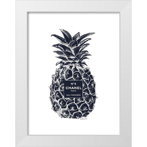 Black Silver Pineapple White Modern Wood Framed Art Print by Greenwood, Amanda