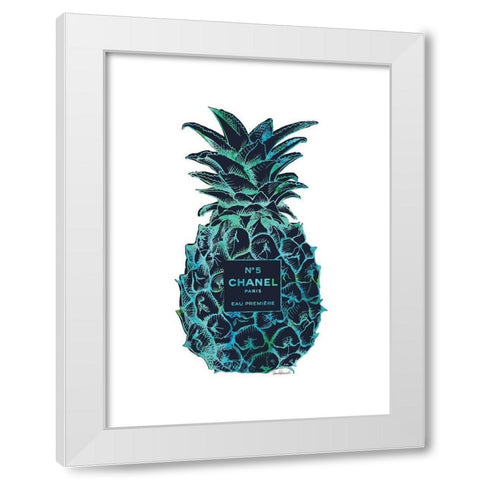 Black Tropical Pineapple White Modern Wood Framed Art Print by Greenwood, Amanda