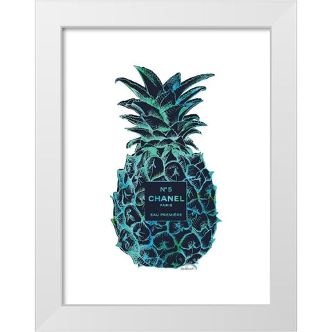 Black Tropical Pineapple White Modern Wood Framed Art Print by Greenwood, Amanda