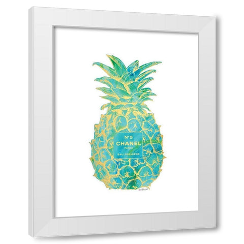 Green Gold Pineapple White Modern Wood Framed Art Print by Greenwood, Amanda