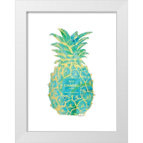 Green Gold Pineapple White Modern Wood Framed Art Print by Greenwood, Amanda
