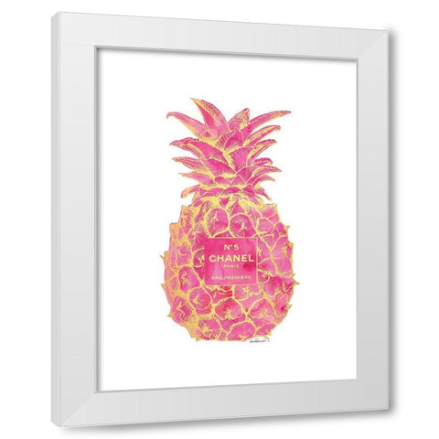Pink Gold Pineapple White Modern Wood Framed Art Print by Greenwood, Amanda