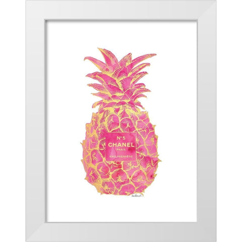 Pink Gold Pineapple White Modern Wood Framed Art Print by Greenwood, Amanda