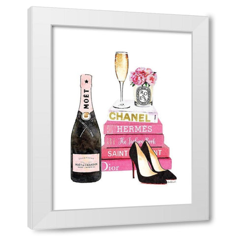 Pink Champagne White Modern Wood Framed Art Print by Greenwood, Amanda