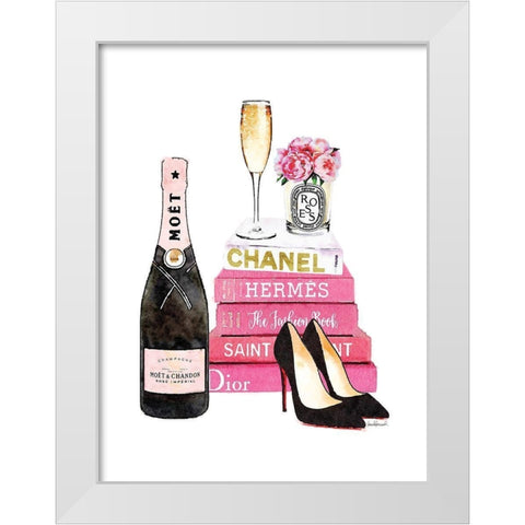 Pink Champagne White Modern Wood Framed Art Print by Greenwood, Amanda
