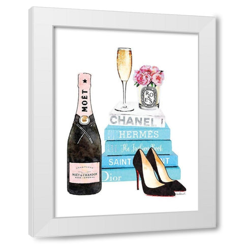 Teal Champagne White Modern Wood Framed Art Print by Greenwood, Amanda