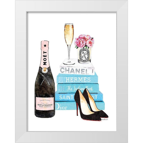 Teal Champagne White Modern Wood Framed Art Print by Greenwood, Amanda