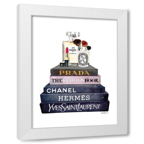 Book Stack Makeup White Modern Wood Framed Art Print by Greenwood, Amanda