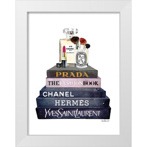 Book Stack Makeup White Modern Wood Framed Art Print by Greenwood, Amanda