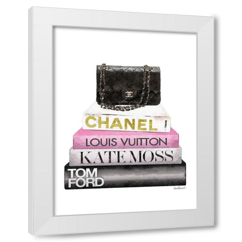 Book Stack Black Bag White Modern Wood Framed Art Print by Greenwood, Amanda