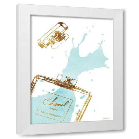 Teal Splash White Modern Wood Framed Art Print by Greenwood, Amanda