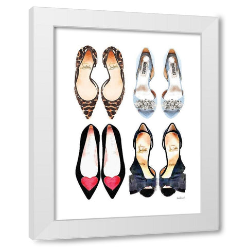Shoe Collection White Modern Wood Framed Art Print by Greenwood, Amanda