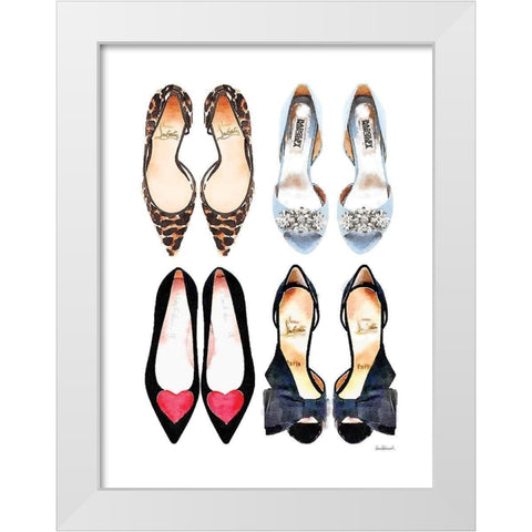 Shoe Collection White Modern Wood Framed Art Print by Greenwood, Amanda