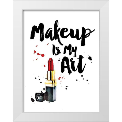 Makeup Is My Art  White Modern Wood Framed Art Print by Greenwood, Amanda