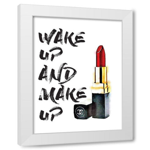 Wakeup Makeup Lipstick Red White Modern Wood Framed Art Print by Greenwood, Amanda