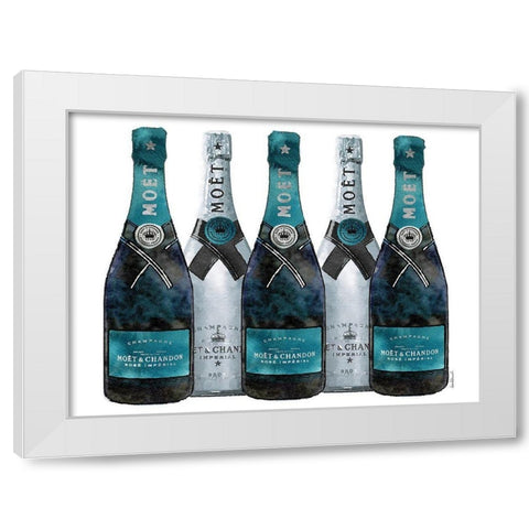 Champange 5 Teal and Silver White Modern Wood Framed Art Print by Greenwood, Amanda