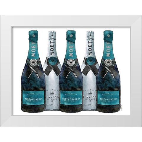 Champange 5 Teal and Silver White Modern Wood Framed Art Print by Greenwood, Amanda