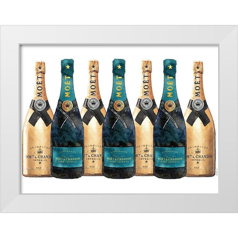 Champange 7 Teal and Gold White Modern Wood Framed Art Print by Greenwood, Amanda