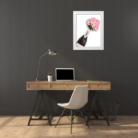 Champange Pink Peony White Modern Wood Framed Art Print by Greenwood, Amanda