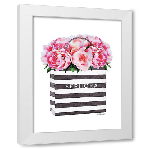 Bag with Pink Peony White Modern Wood Framed Art Print by Greenwood, Amanda