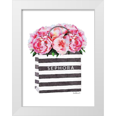 Bag with Pink Peony White Modern Wood Framed Art Print by Greenwood, Amanda