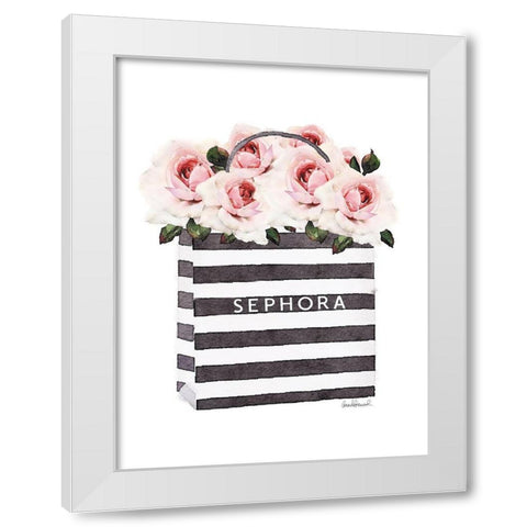 Bag with Pink Rose White Modern Wood Framed Art Print by Greenwood, Amanda