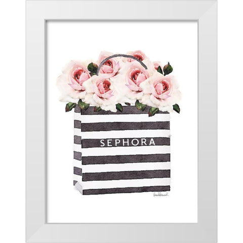 Bag with Pink Rose White Modern Wood Framed Art Print by Greenwood, Amanda
