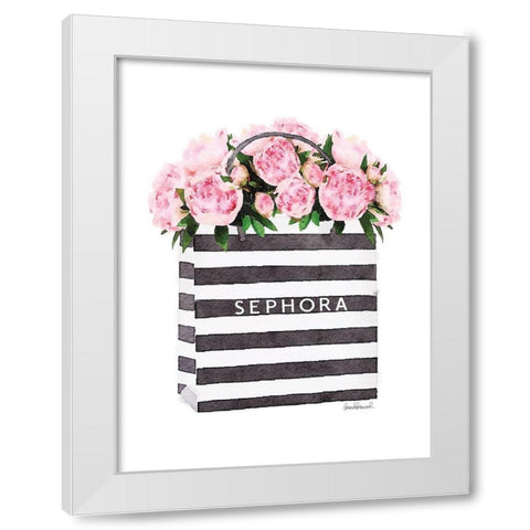 Bag with Soft Pink Peony White Modern Wood Framed Art Print by Greenwood, Amanda