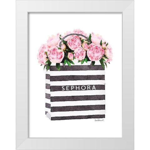 Bag with Soft Pink Peony White Modern Wood Framed Art Print by Greenwood, Amanda