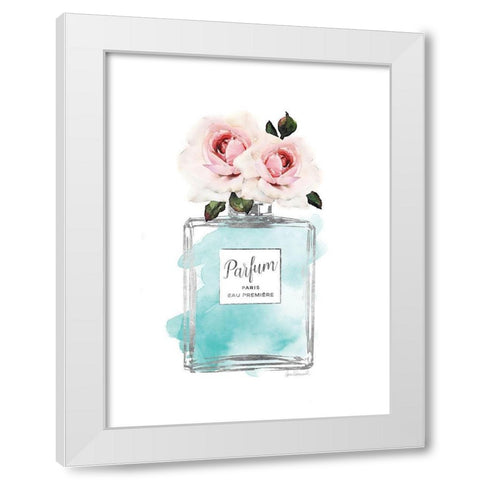 Parfume Teal with Rose White Modern Wood Framed Art Print by Greenwood, Amanda