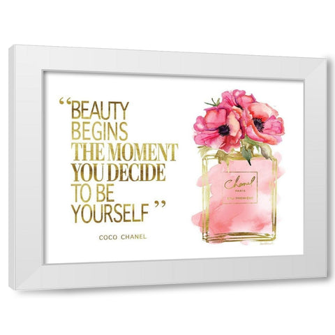 Beauty Begins Poppy White Modern Wood Framed Art Print by Greenwood, Amanda