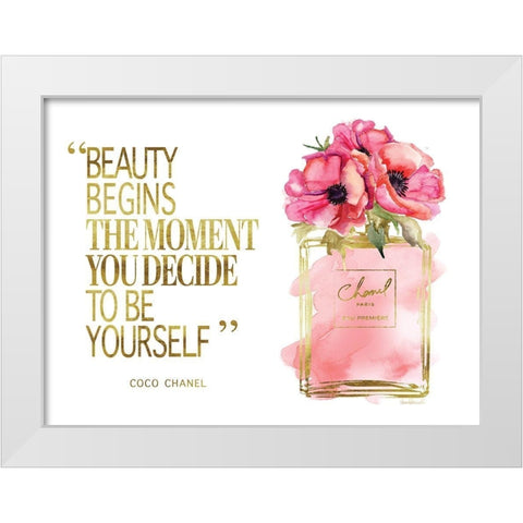 Beauty Begins Poppy White Modern Wood Framed Art Print by Greenwood, Amanda