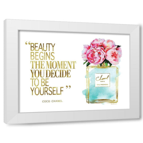 Beauty Begins Peony White Modern Wood Framed Art Print by Greenwood, Amanda