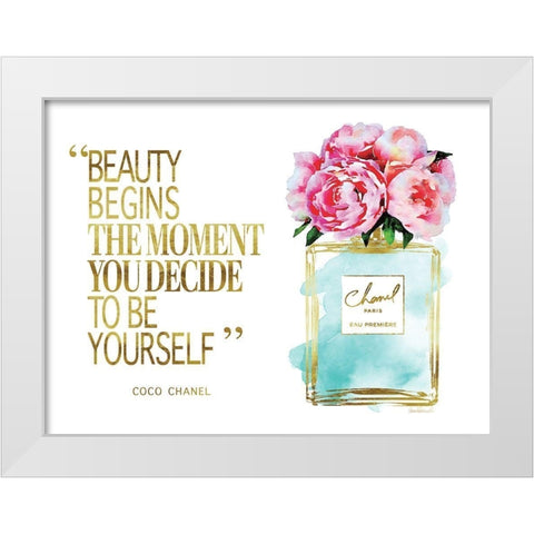 Beauty Begins Peony White Modern Wood Framed Art Print by Greenwood, Amanda