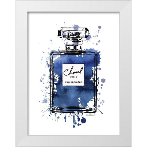 Black Inky Perfume in Navy White Modern Wood Framed Art Print by Greenwood, Amanda