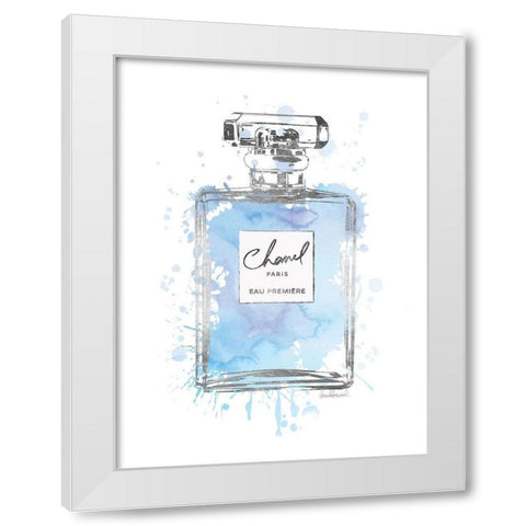 Silver Inky Perfume in Blue White Modern Wood Framed Art Print by Greenwood, Amanda