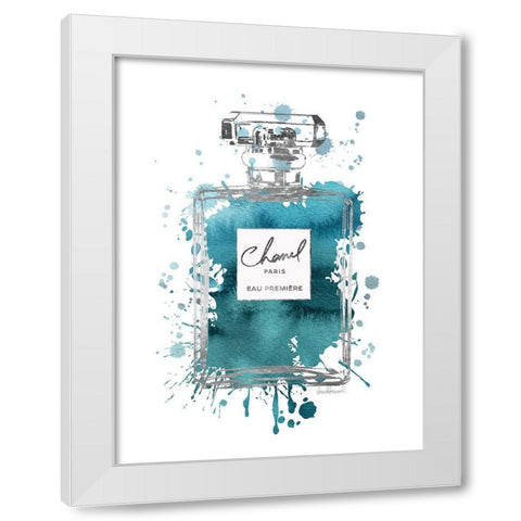 Silver Inky Perfume in Teal White Modern Wood Framed Art Print by Greenwood, Amanda