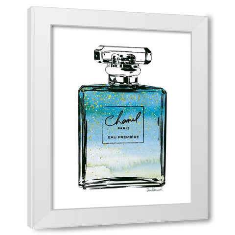 Perfume in Blue Ombre Glitter White Modern Wood Framed Art Print by Greenwood, Amanda