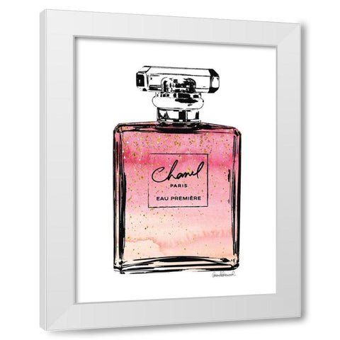 Perfume in Pink Ombre Glitter White Modern Wood Framed Art Print by Greenwood, Amanda
