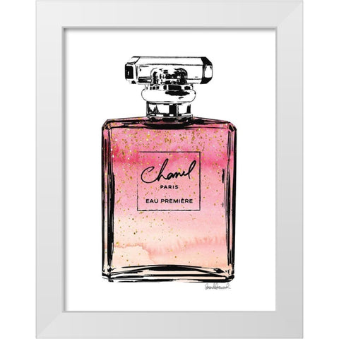 Perfume in Pink Ombre Glitter White Modern Wood Framed Art Print by Greenwood, Amanda