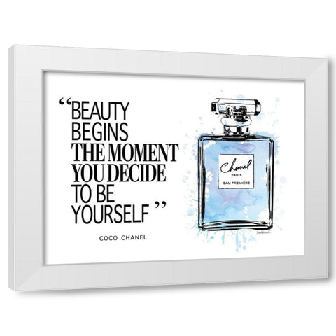 Beauty Begins Inky Blue White Modern Wood Framed Art Print by Greenwood, Amanda