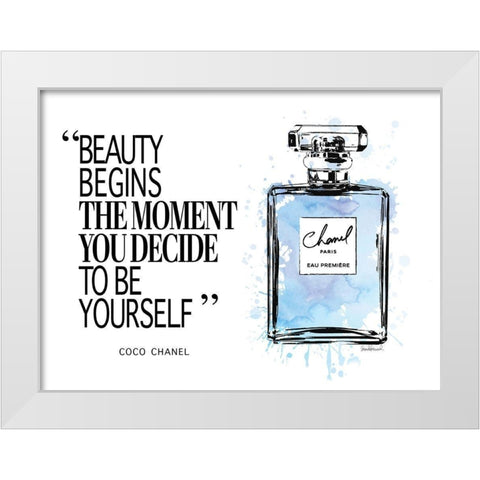 Beauty Begins Inky Blue White Modern Wood Framed Art Print by Greenwood, Amanda