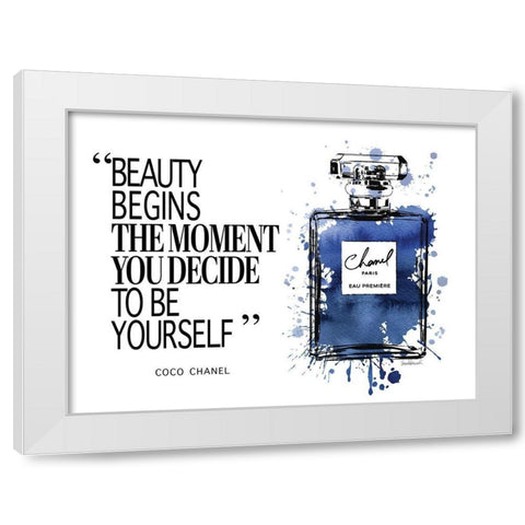Beauty Begins Inky Navy White Modern Wood Framed Art Print by Greenwood, Amanda