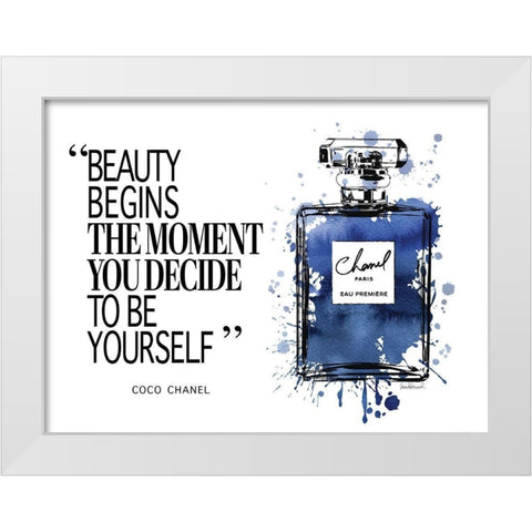 Beauty Begins Inky Navy White Modern Wood Framed Art Print by Greenwood, Amanda