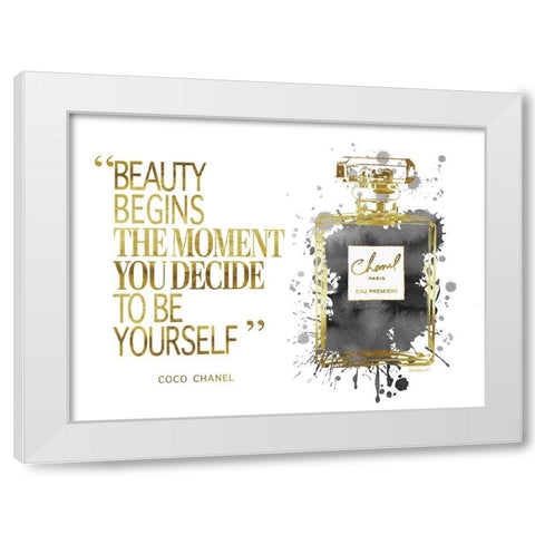 Beauty Begins Inky Grey White Modern Wood Framed Art Print by Greenwood, Amanda