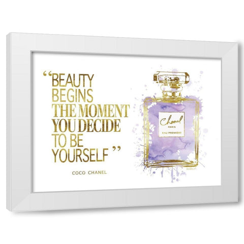 Beauty Begins Inky Purple White Modern Wood Framed Art Print by Greenwood, Amanda